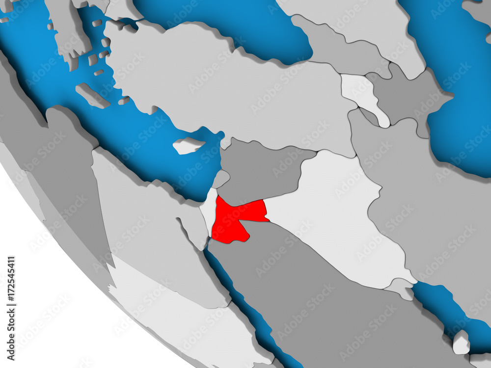 Fototapeta premium Jordan on political globe