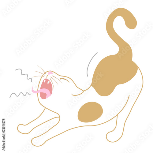 ねこ 猫 あくび 白背景