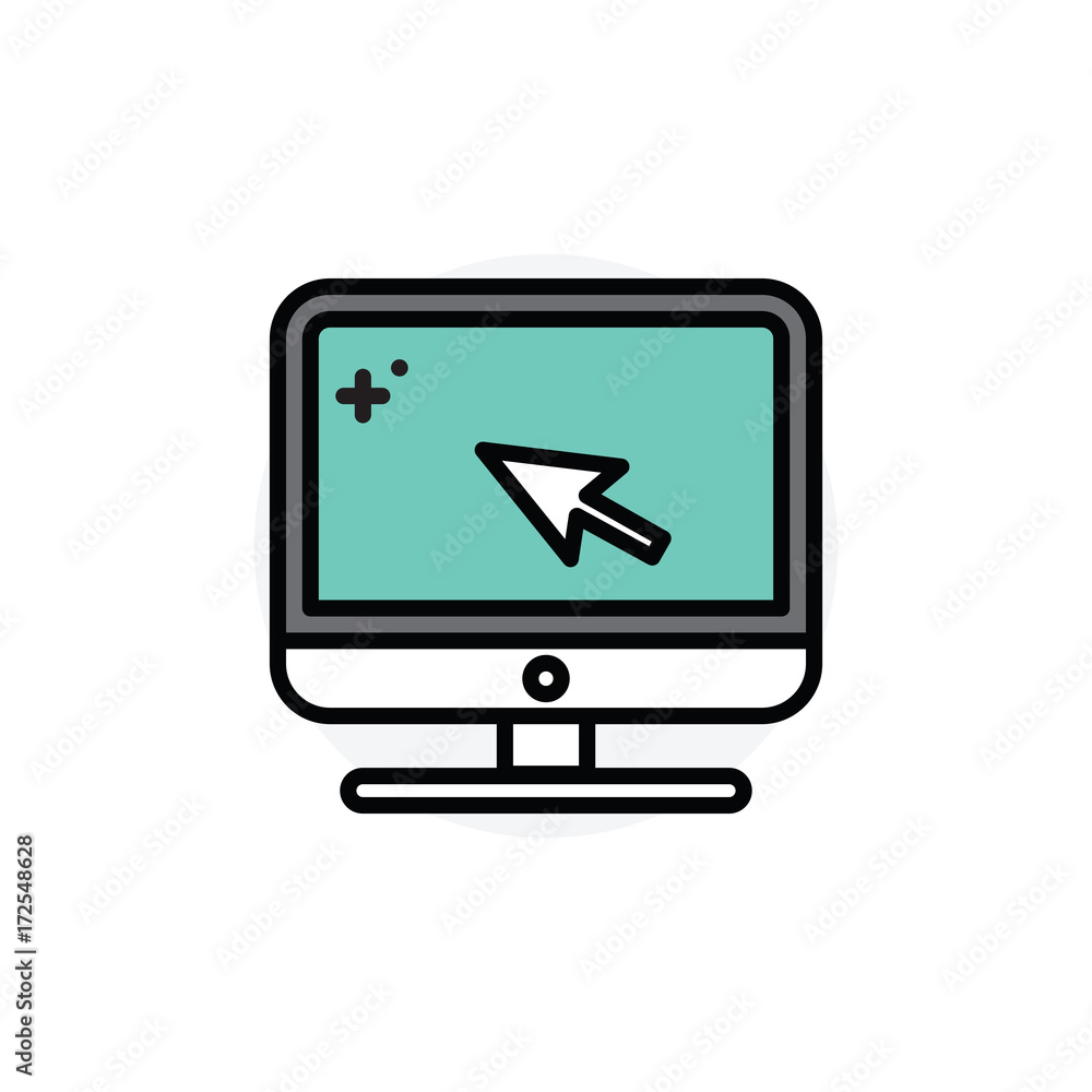 Computer monitor concept Isolated Line Vector Illustration editable Icon Computer monitor concept Isolated Line Vector Illustration editable Icon