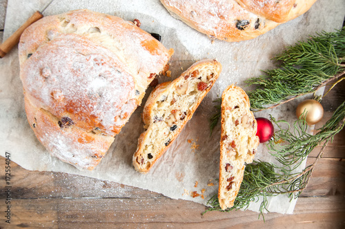 Full of spices dry fruits and nuts sweet bread photo