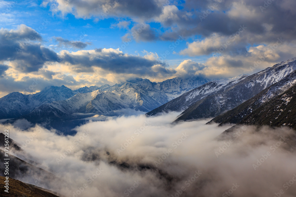 Landscape View snow of Mountain in Sichuan, China (tibet)