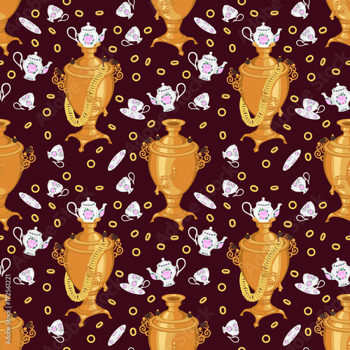 Seamless pattern with samovar