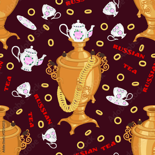 Seamless pattern with samovar