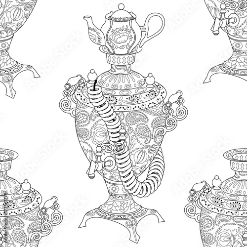 Seamless pattern with samovar