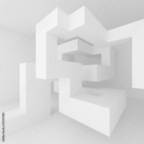 Fototapeta Naklejka Na Ścianę i Meble -  Abstract Architecture Design. Minimal Modern Background. White Interior Concept.