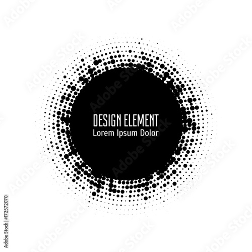 Vector abstract halftone circle frames set.  Abstract dotted gradient logo design elements. Grunge halftone textured patterns with dots. Pop art dotted circle templates isolated on white