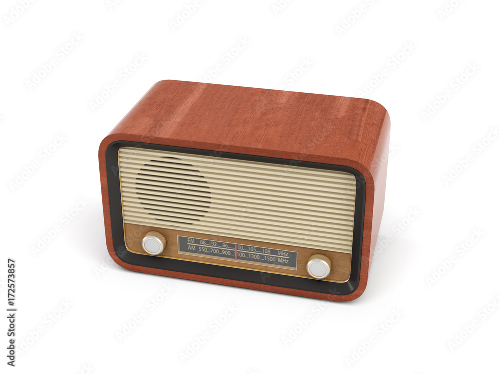 3d rendering of a brown rounded retro style radio receiver with an analogue tuner. 3d rendering of a brown rounded retro style radio receiver with an analogue tuner.