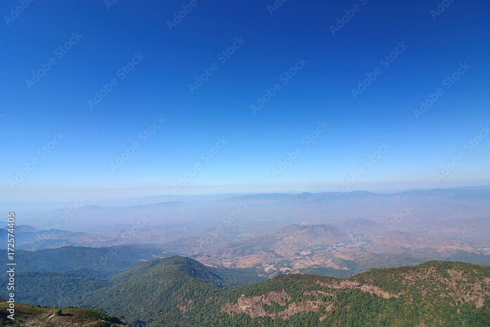 Naklejka premium Beautiful scene view of Kew Mae Pan Nature Trail in Doi Inthanon National Park, Chiang Mai , Thailand
