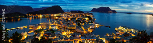 Panorama of Alesund at dusk, Norway