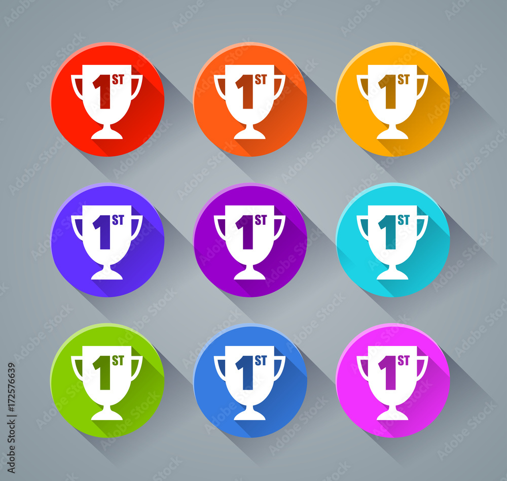 first trophy icons with various colors first trophy icons with various colors