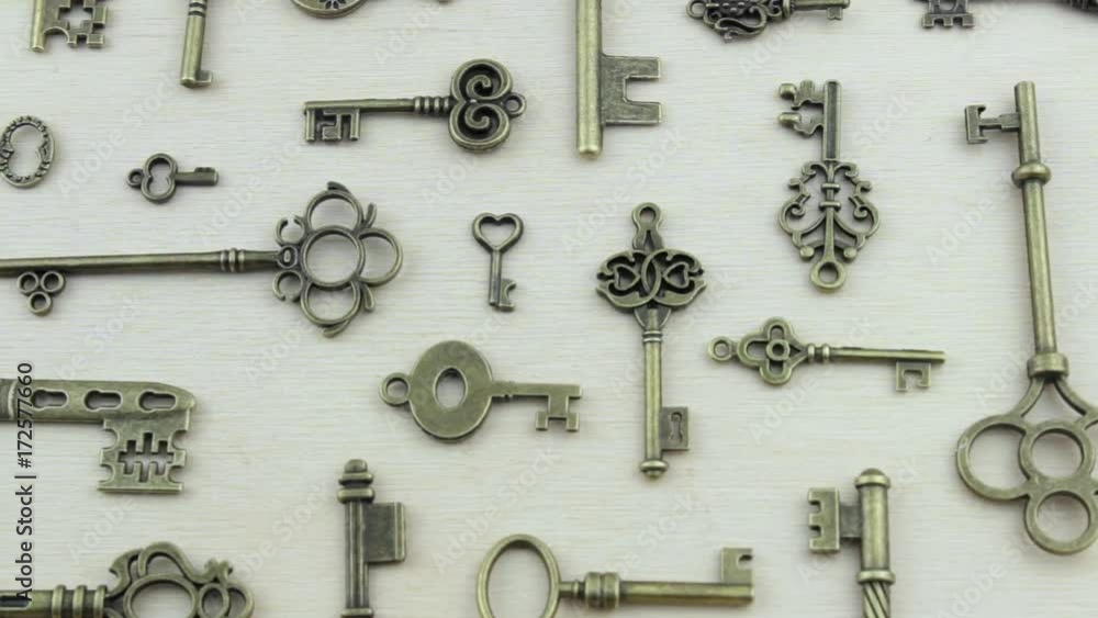 Close up design ancient keys Close up design ancient keys