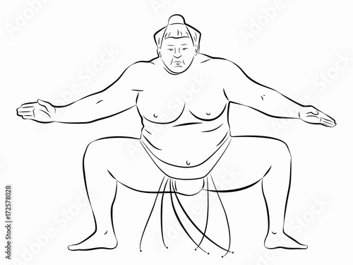 illustration of sumo wrestler, vector draw