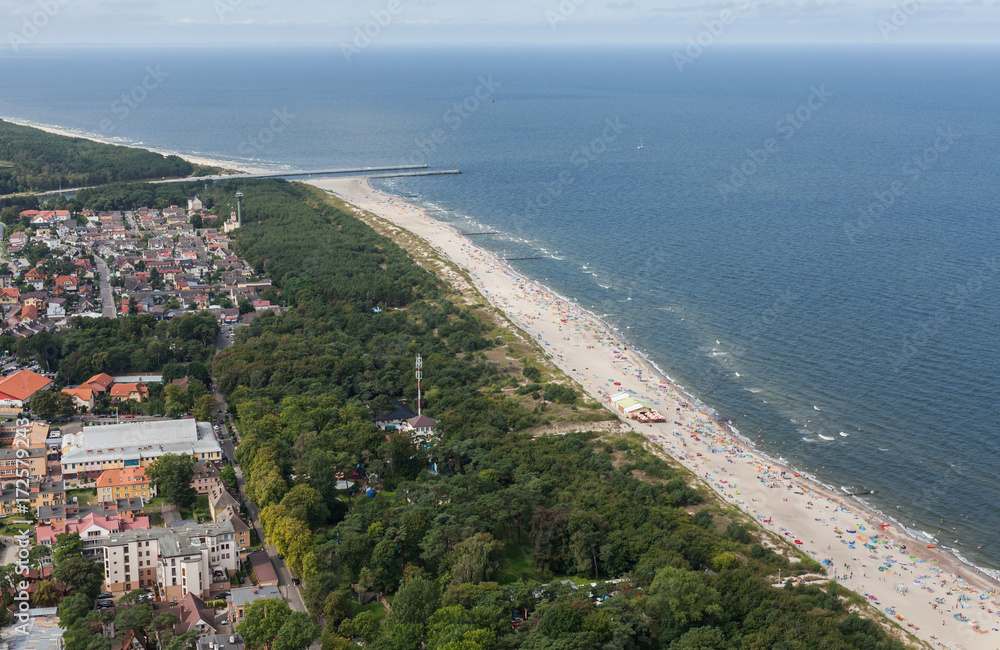aerial view of sandy  beach on Baltic sea