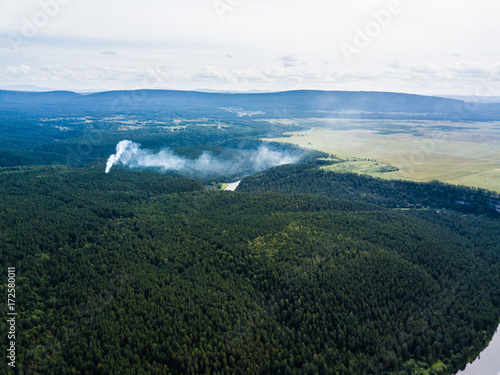 rocky landscape on the river Ai. Aerial view