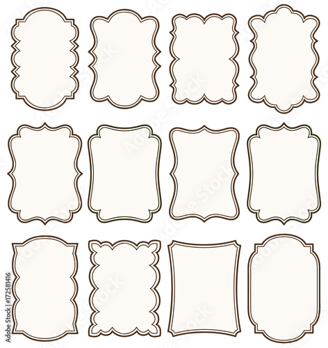 Vector set of decorative vintage tags, frames for scrapbook and wedding invitation design