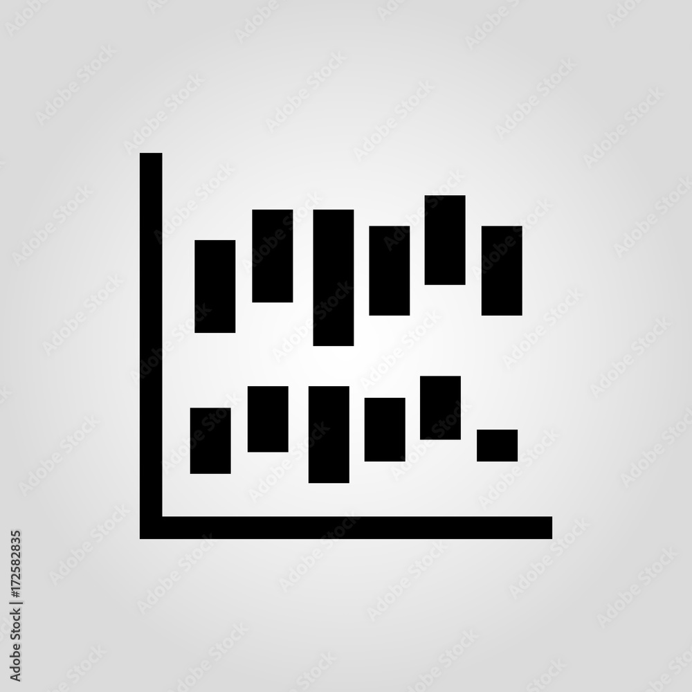 Stock chart and graph vector icon. Volume open high low close symbol. Trend chart. Business analytics concept. Data and performance management symbol. Stock chart and graph vector icon. Volume open high low close symbol. Trend chart. Business analytics concept. Data and performance management symbol.