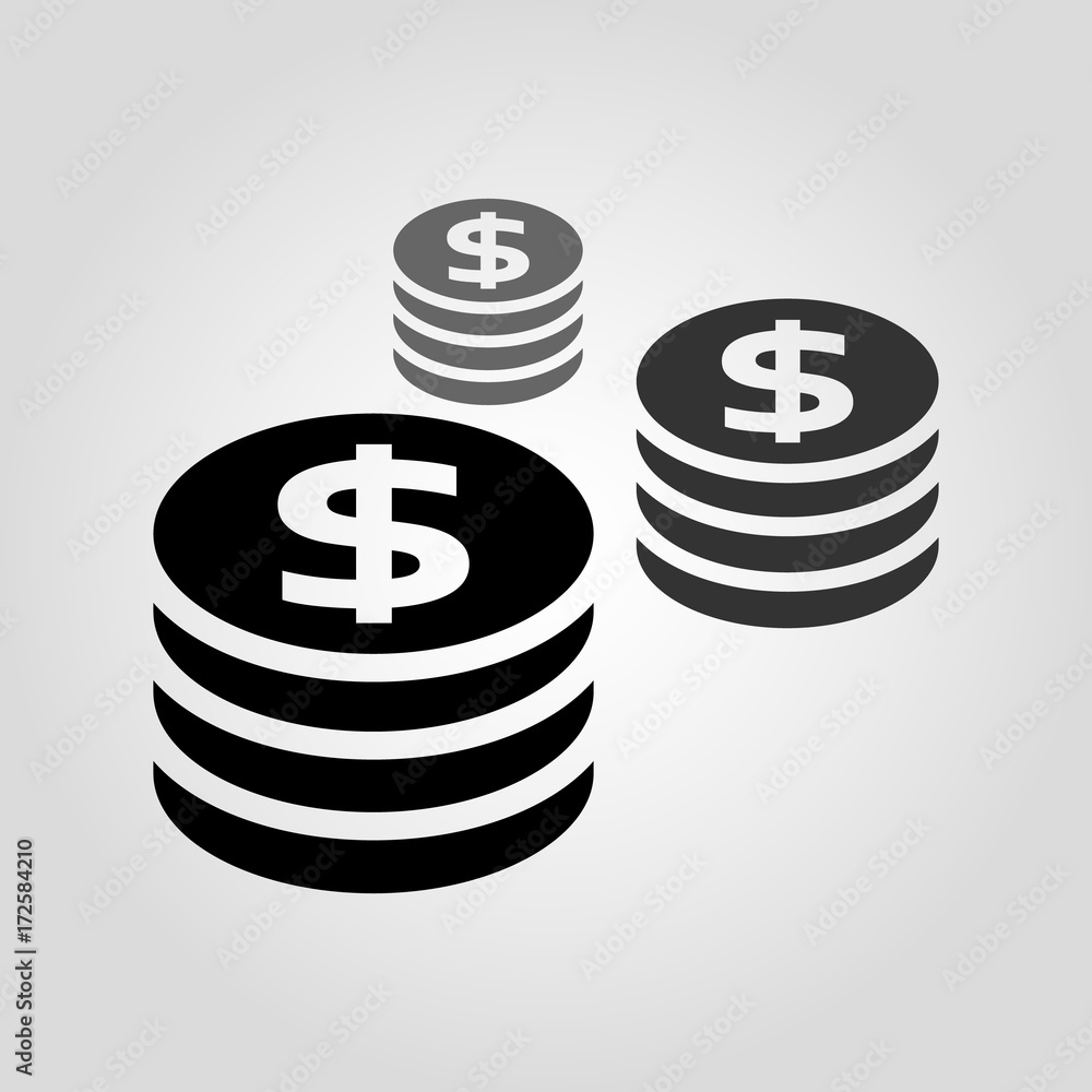 Dollar isolated vector coin, money symbol, pen Dollar isolated vector coin, money symbol, pen