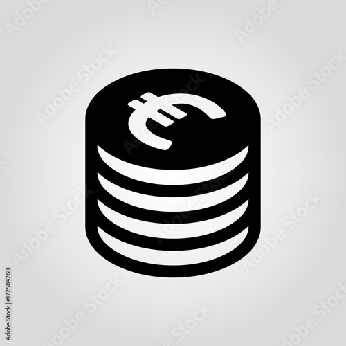 Euro coin isolated flat vector icon