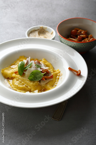 Ravioli with mushrooms and cheese