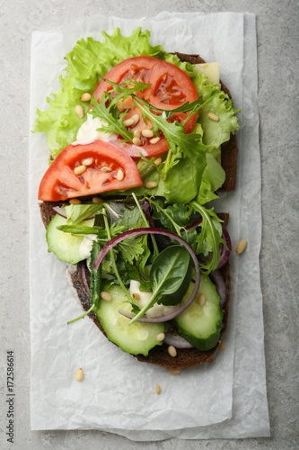 Healthy Vegan sandwich on gray