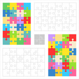 Jigsaw puzzles 4x6 and 6x4 blank templates (cutting guidelines) and colorful patterns of trendy colors. Overlay your image to get custom jigsaw puzzle.
