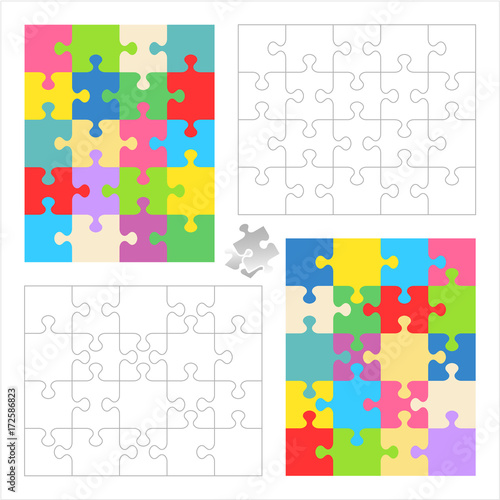 Jigsaw puzzles 4x5 and 5x4 blank templates (cutting guidelines) and colorful patterns of trendy colors. Overlay your image to get custom jigsaw puzzle.
