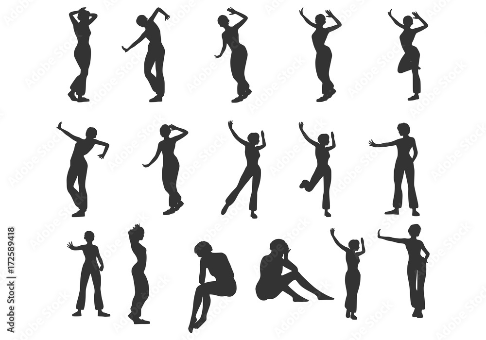 Sexy women silhouettes collection. Fashion mannequin. Vector Illustration