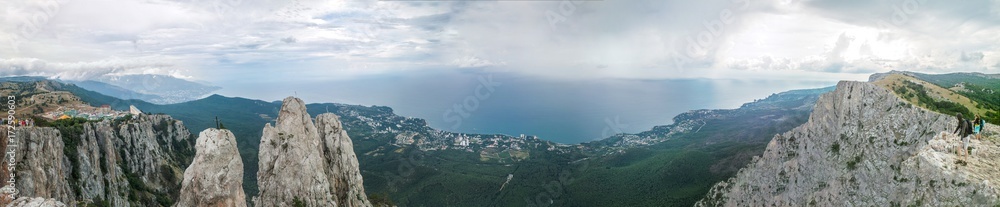 At the top of Ai Petri mountain panoramic view in Crimea, Russia At the top of Ai Petri mountain panoramic view in Crimea, Russia