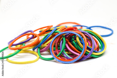 Rubber bands isolated on white background.