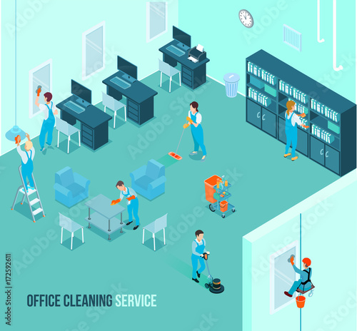 Professional Office Cleaning Service Isometric 