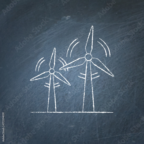 Wind turbine chalkboard sketch