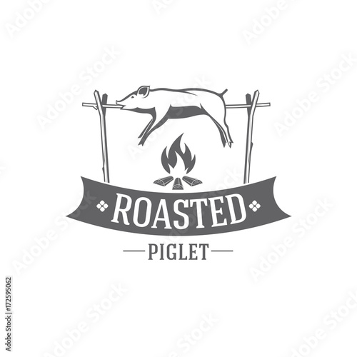 pig roasted vector emblem 