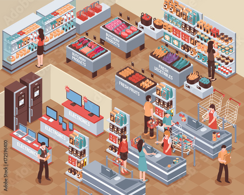 Supermarket Isometric Illustration