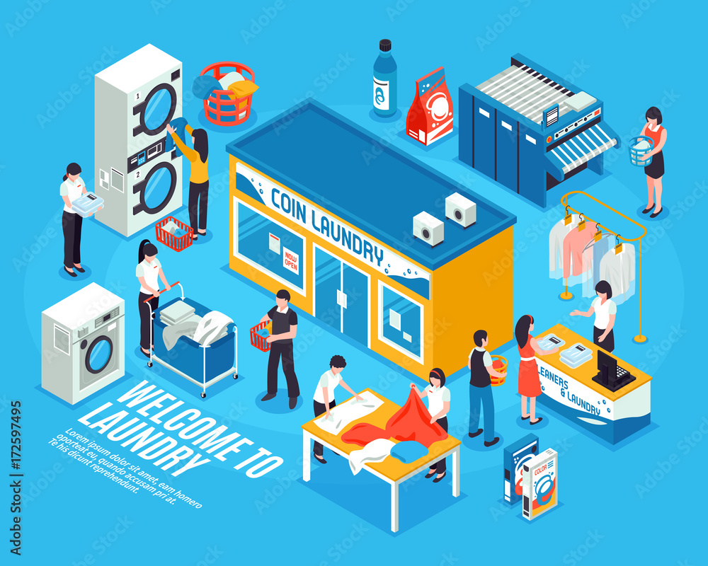 Laundry Interior Isometric Composition Laundry Interior Isometric Composition