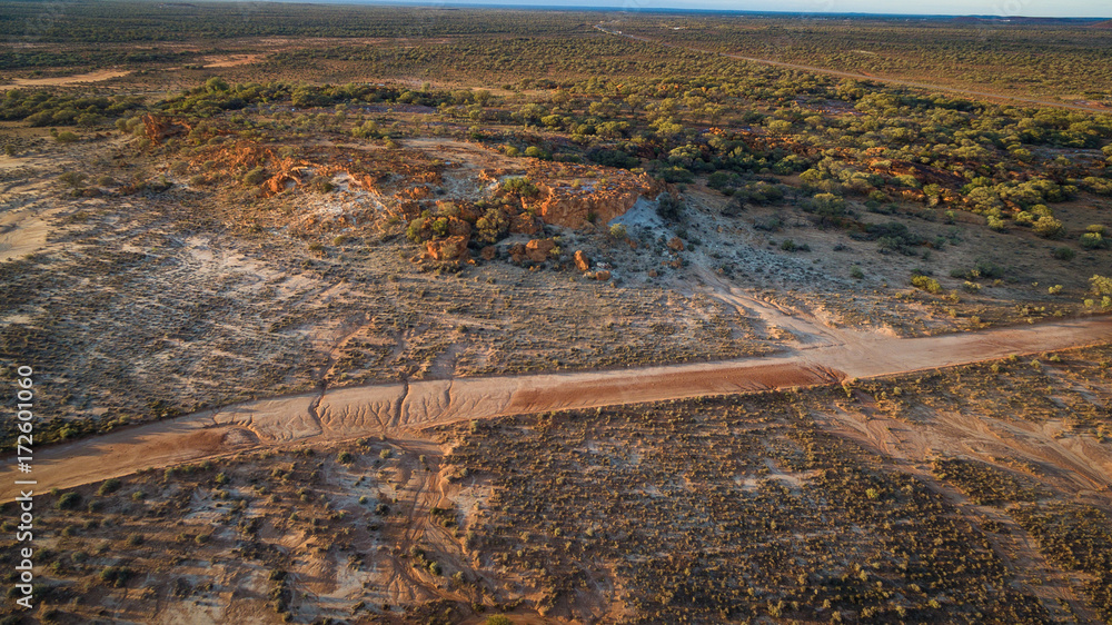 Aerial view at sunrise of Aerial view at sunrise of