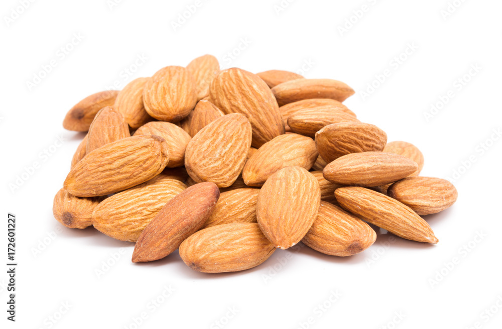 Group of almonds isolated on white background Group of almonds isolated on white background