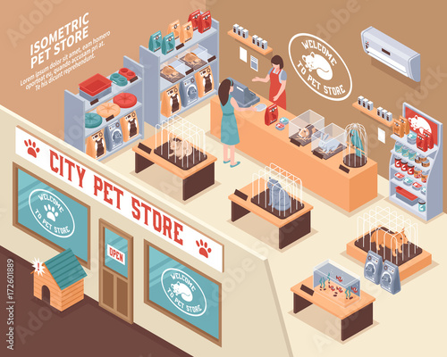 Isometric Pet Shop Composition