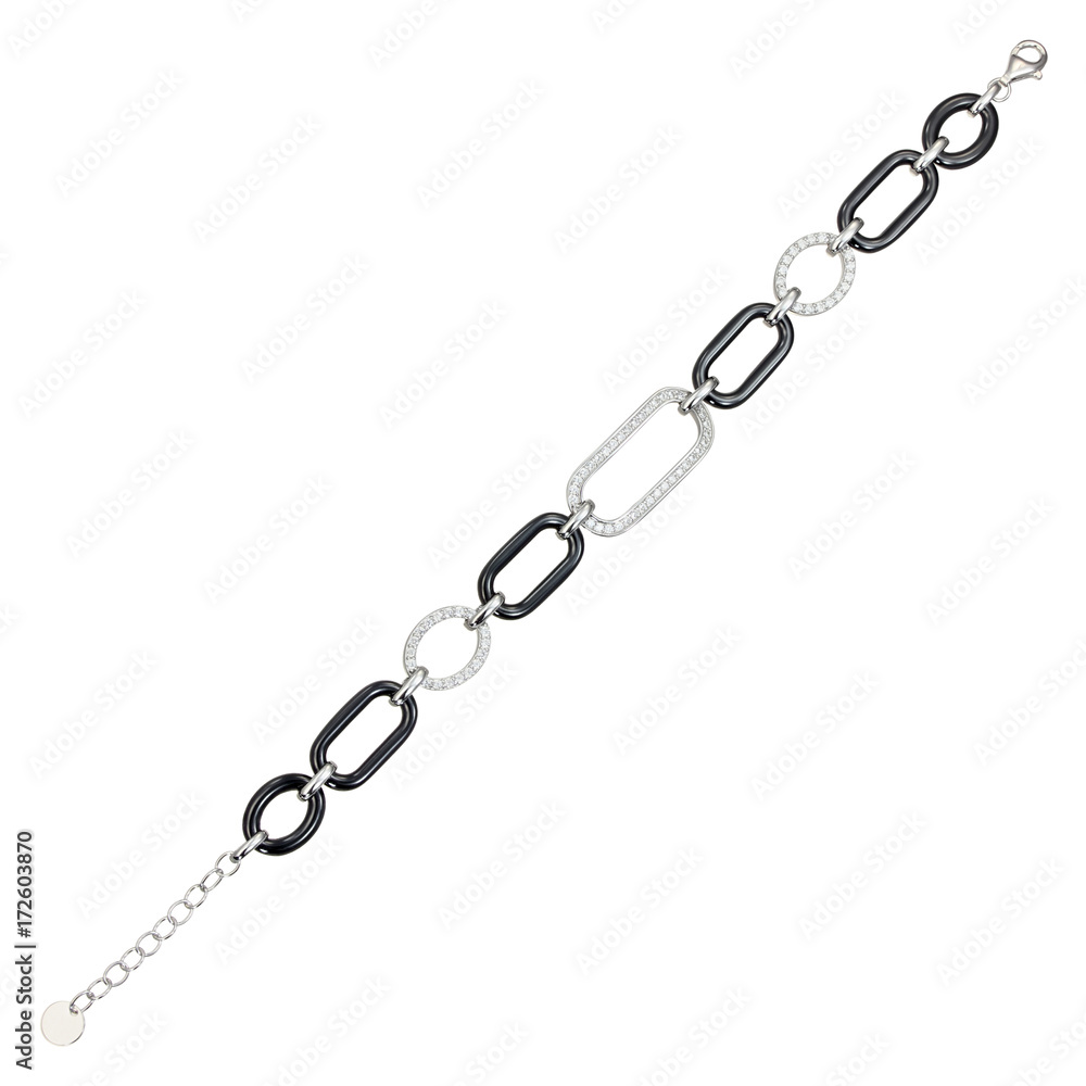 Silver bracelet, isolated on white a background Silver bracelet, isolated on white a background