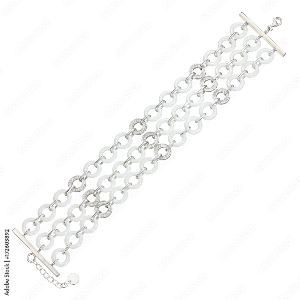 Silver bracelet, isolated on white a background Silver bracelet, isolated on white a background
