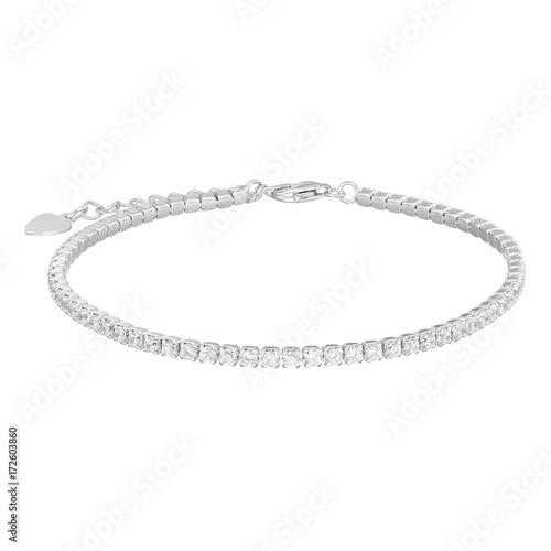 Fényképezés Silver bracelet, isolated on white a background