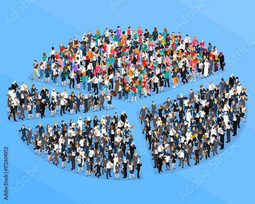 Crowd People Isometric Pie Chart