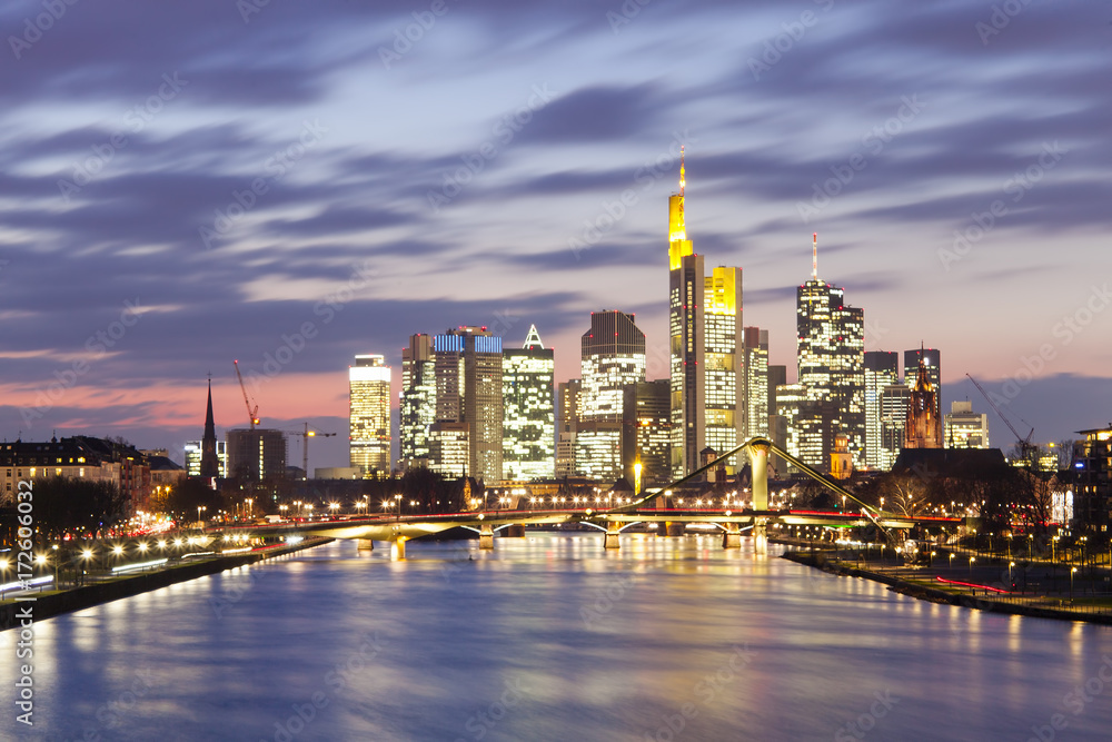 Frankfurt am Main city at night, skyline