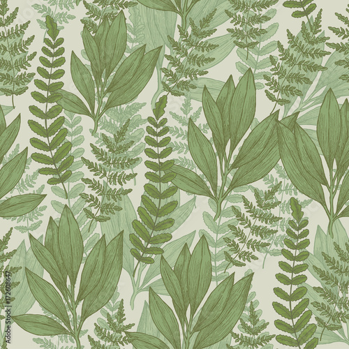 Wild plants seamless pattern. Vintage floral background. Vector illustration