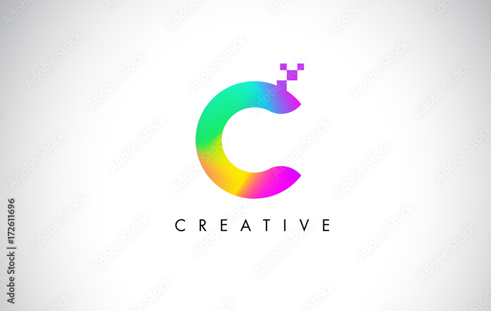 C Colorful Logo Letter Design Vector. Creative Rainbow Gradient Letter Icon