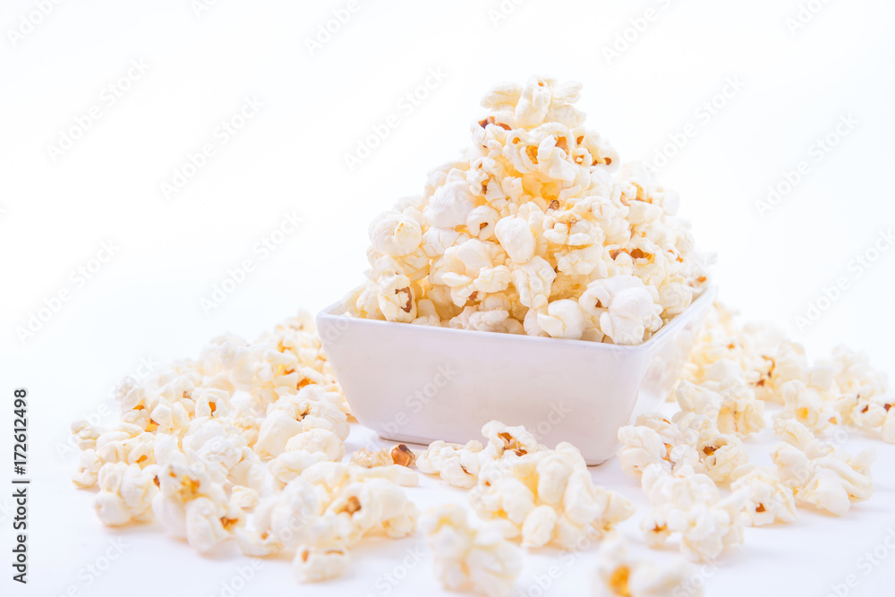 Bowl of popcorn, isolated Bowl of popcorn, isolated