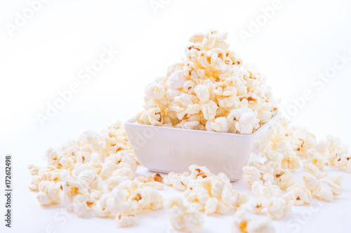 Bowl of popcorn, isolated