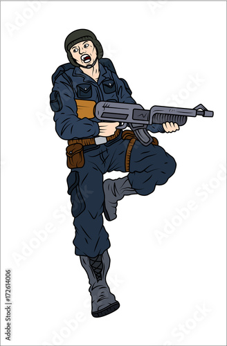 Cartoon Army Soldier Character - clip-art vector illustration