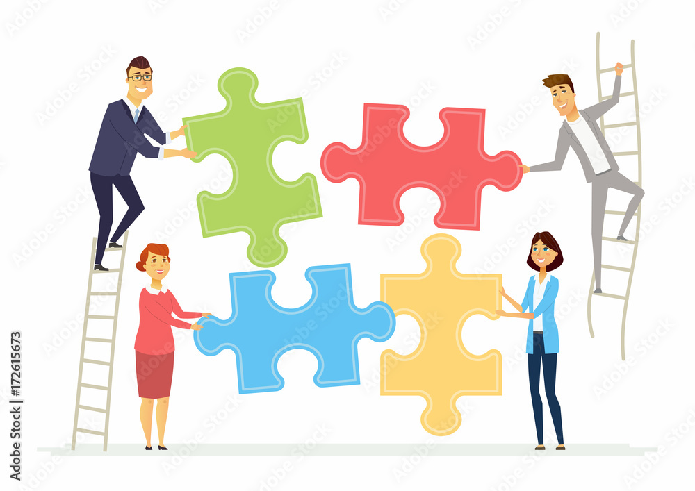 Teamwork and cooperation for business - modern cartoon people characters illustration Teamwork and cooperation for business - modern cartoon people characters illustration