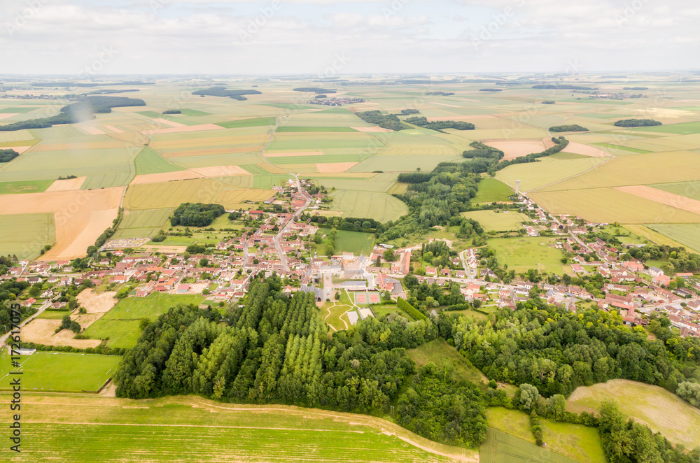 Aerial photograph area on agriculture and village