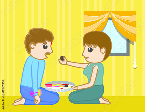 Cartoon Person Celebrating Rakhi Festival - clip-art vector illustration
